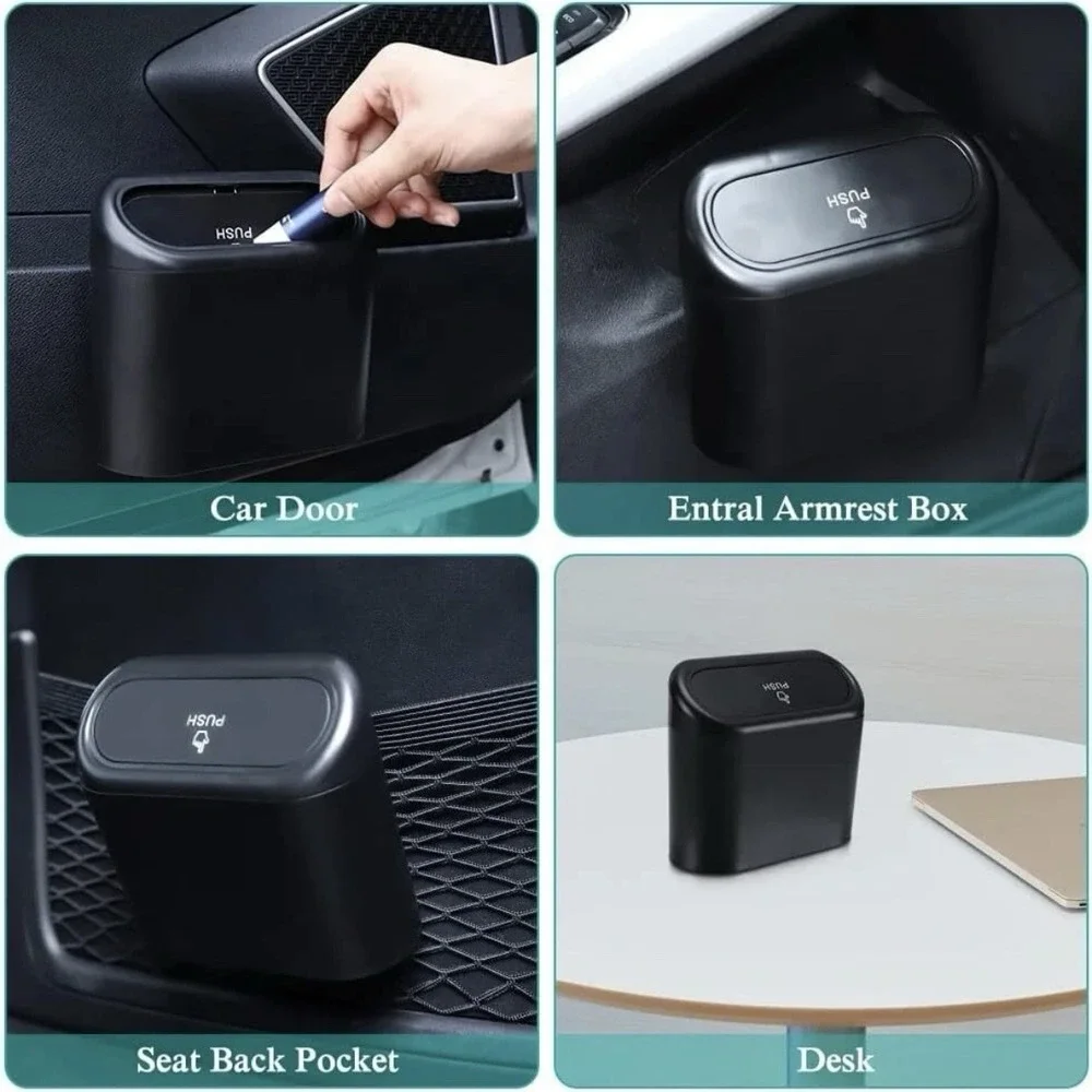 Portable Trash Can Garbage Bin With Lid‎ Leak Proof Interior For Car Home Office